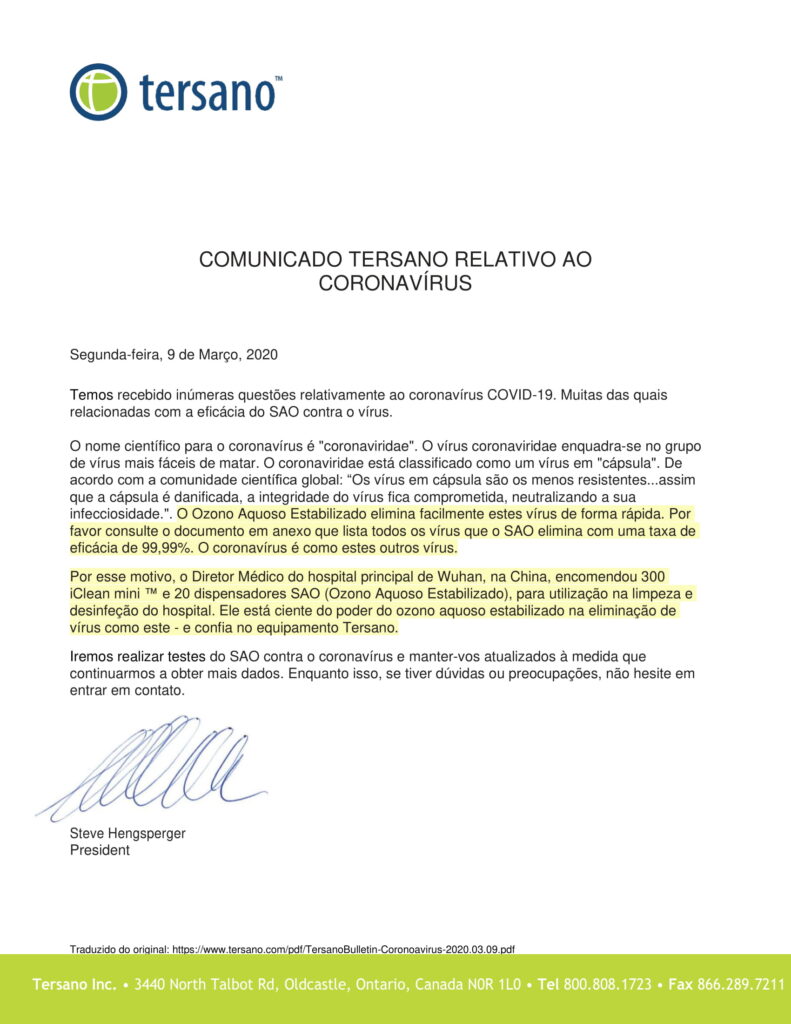 Comunicado Tersano Coronavirus - 2020.03.09